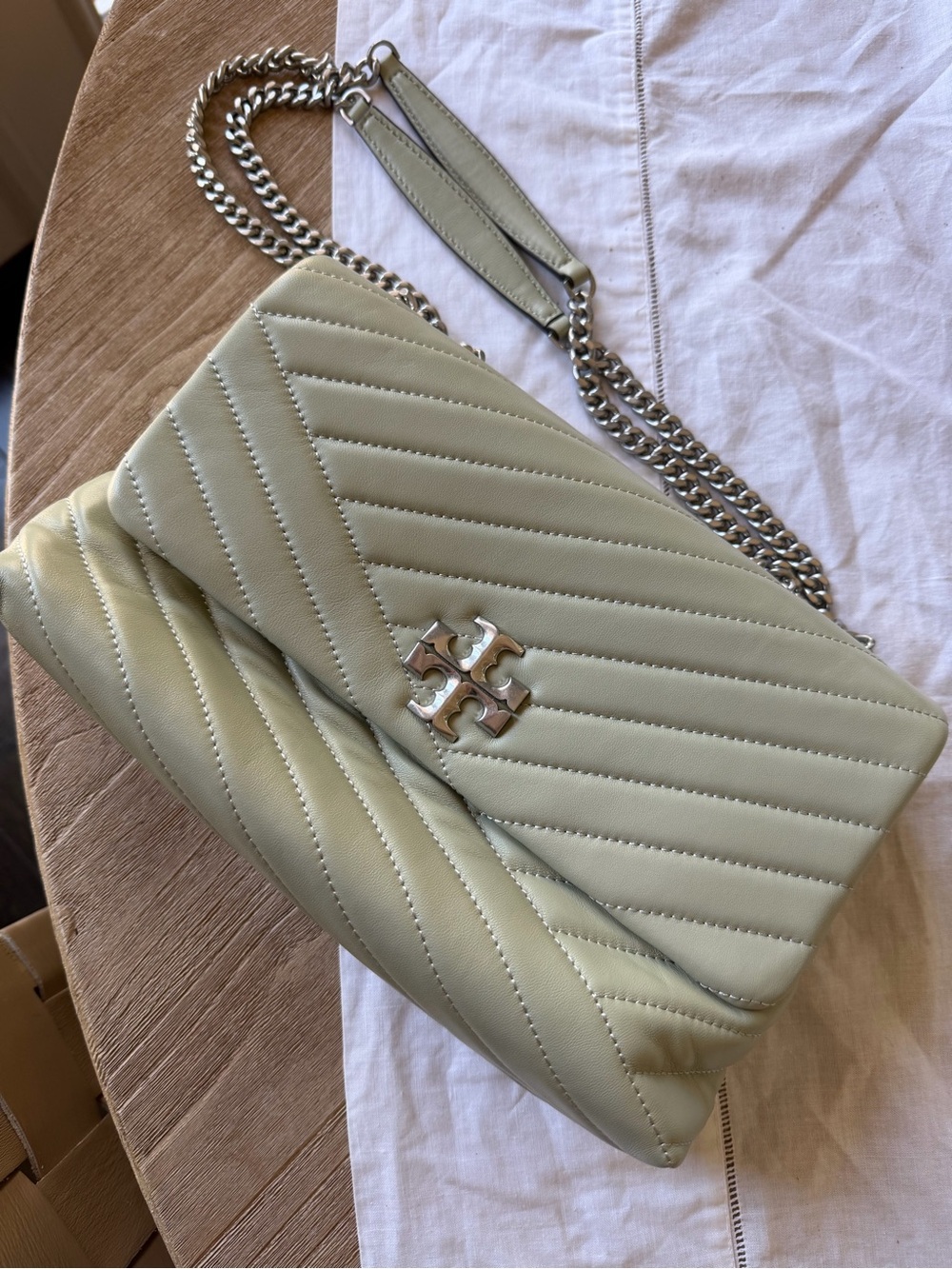 Tory Burch Quilted Chain Shoulder Bag in Sage Green